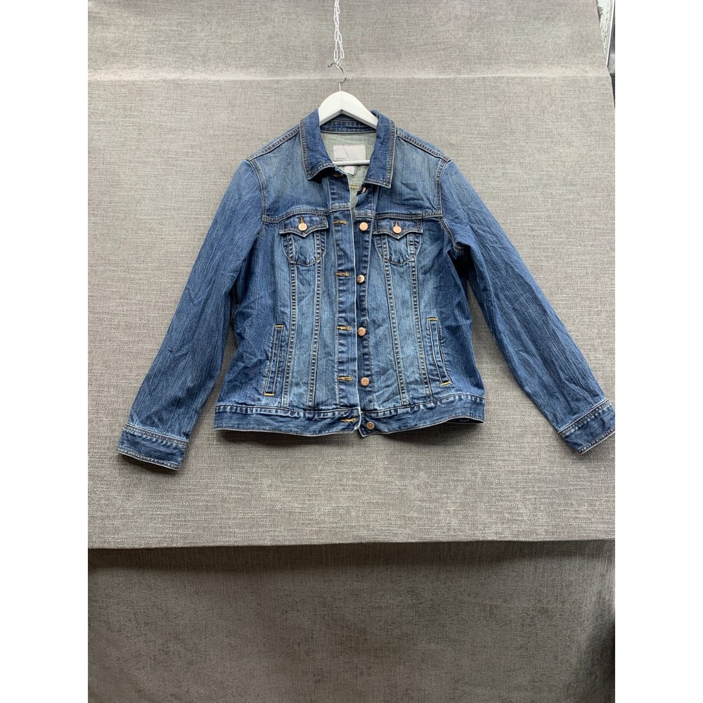 Old Navy Denim Jacket Womens XL Blue Stretch Winter Collared Button Front